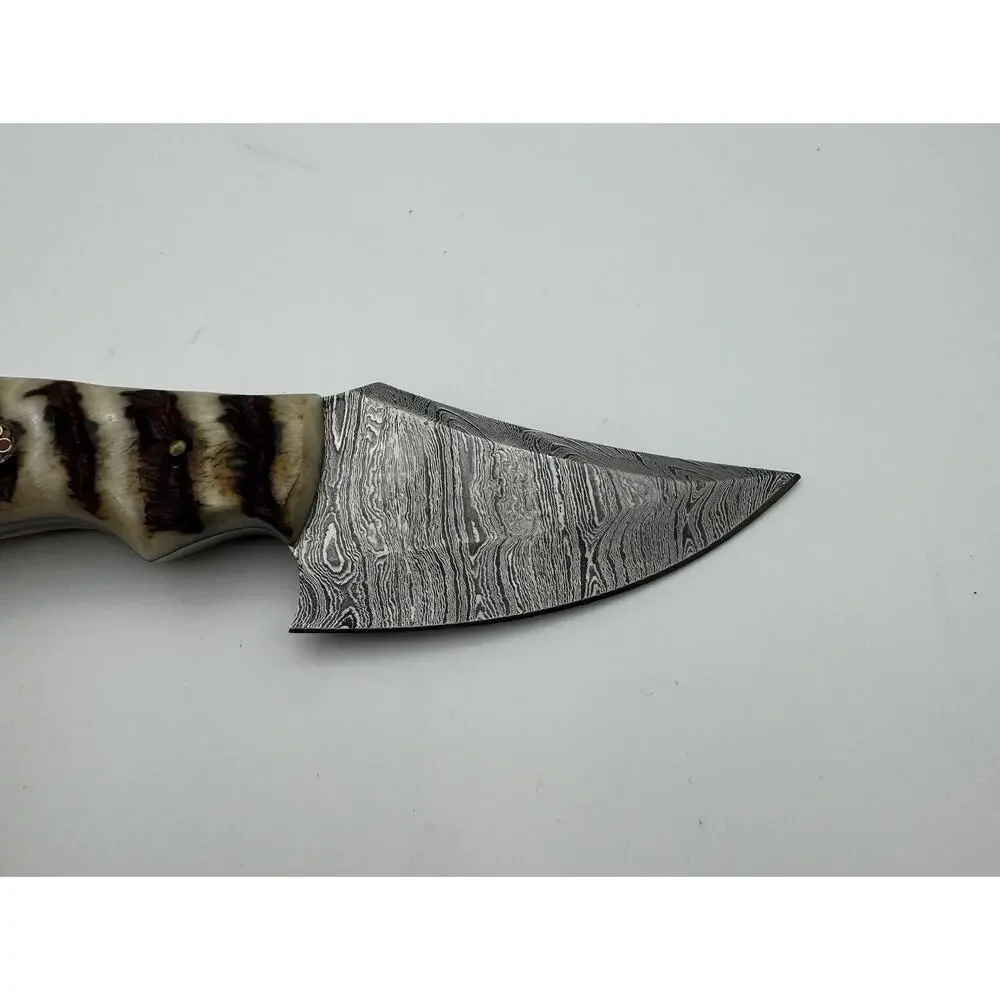 Handmade Damascus Steel Fixed Blade Knife w/ Leather Sheath – Pakistan Made NEW